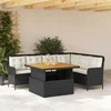 Sofa Sodo komplektas su pagalvėlėmis, 2 dalių, juodas, poliratanas