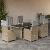 Lauko baldų komplektas Sodo komplektas su pagalvėlėmis, 7 dalių, smėlio, poliratanas