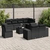Sofa Sodo komplektas su pagalvėlėmis, 9 dalių, juodas, poliratanas