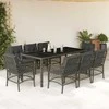 Lauko baldų komplektas Sodo komplektas su pagalvėlėmis, 9 dalių, pilkas, poliratanas