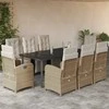 Lauko baldų komplektas Sodo komplektas su pagalvėlėmis, 9 dalių, smėlio, poliratanas