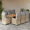 Lauko baldų komplektas Sodo komplektas su pagalvėlėmis, 9 dalių, smėlio, poliratanas