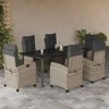 Lauko baldų komplektas Sodo komplektas su pagalvėlėmis, 7 dalių, pilkas, poliratanas