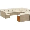 Lauko baldų komplektas Sodo komplektas su pagalvėlėmis, 12 dalių, smėlio, poliratanas