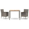 Lauko baldų komplektas Sodo komplektas su pagalvėlėmis, 3 dalių, pilkas, poliratanas