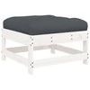 Lauko baldų komplektas Sodo komplektas su pagalvėlėmis, 7 dalių, baltas, mediena