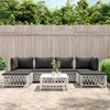 Lauko baldų komplektas Sodo komplektas su pagalvėlėmis, 7 dalių, baltas, plienas