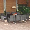 Lauko baldų komplektas Sodo komplektas su pagalvėlėmis, 9 dalių, pilkas, poliratanas