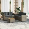 Lauko baldų komplektas Sodo sofa su stalu/pagalvėlėmis, pilka, poliratanas, L formos