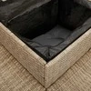 Sodo sofa su stalu/pagalvėlėmis, smėlio, poliratanas, L formos