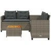 Lauko baldų komplektas Sodo sofa su stalu/pagalvėlėmis, pilka, poliratanas, L formos