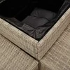Sodo sofa su stalu/pagalvėlėmis, pilka, poliratanas, L formos
