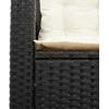 Sodo sofa su stalu/pagalvėlėmis, juoda, poliratanas, L formos