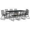 Lauko baldų komplektas Sodo valgomojo baldų komplektas, 9 dalių, juodas, PVC ratanas