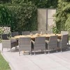 Lauko baldų komplektas Sodo valgomojo komplektas su pagalvėlėmis, 11 dalių, pilkas