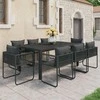 Lauko baldų komplektas Sodo valgomojo komplektas, 9 dalių, juodas, PVC ratanas