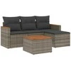 Lauko baldų komplektas Sofos komplektas su pagalvėlėmis, 5 dalių, pilkas, poliratanas