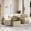 Lauko baldų komplektas Sofos komplektas su pagalvėlėmis, 6 dalių, smėlio, poliratanas