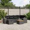 Sofa Sofos komplektas su pagalvėlėmis, 7 dalių, juodas, poliratanas