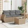 Sofa Sofos komplektas su pagalvėlėmis, 4 dalių, smėlio, poliratanas
