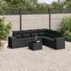 Sofa Sofos komplektas su pagalvėlėmis, 7 dalių, juodas, poliratanas