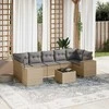 Sofa Sofos komplektas su pagalvėlėmis, 8 dalių, smėlio, poliratanas