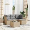 Sofa Sofos komplektas su pagalvėlėmis, 5 dalių, smėlio, poliratanas