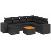 Sofa Sofos komplektas su pagalvėlėmis, 8 dalių, juodas, poliratanas