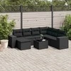Sofa Sofos komplektas su pagalvėlėmis, 8 dalių, juodas, poliratanas