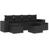 Sofa Sofos komplektas su pagalvėlėmis, 7 dalių, juodas, poliratanas