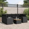 Sofa Sofos komplektas su pagalvėlėmis, 7 dalių, juodas, poliratanas