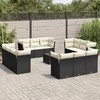 Sofa Sofos komplektas su pagalvėlėmis, 13 dalių, juodas, poliratanas