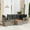 Lauko baldų komplektas Sofos komplektas su pagalvėlėmis, 6 dalių, pilkas, poliratanas