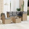 Sofa Sofos komplektas su pagalvėlėmis, 6 dalių, smėlio, poliratanas