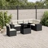 Lauko baldų komplektas Sofos komplektas su pagalvėlėmis, 7 dalių, juodas, poliratanas