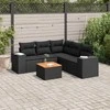 Sofa Sofos komplektas su pagalvėlėmis, 6 dalių, juodas, poliratanas