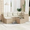 Sofa Sofos komplektas su pagalvėlėmis, 7 dalių, smėlio, poliratanas