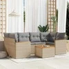 Sofa Sofos komplektas su pagalvėlėmis, 7 dalių, smėlio, poliratanas
