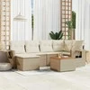 Sofa Sofos komplektas su pagalvėlėmis, 7 dalių, smėlio, poliratanas