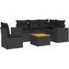 Sofa Sofos komplektas su pagalvėlėmis, 6 dalių, juodas, poliratanas