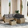 Sofa Sofos komplektas su pagalvėlėmis, 6 dalių, smėlio, poliratanas