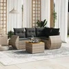 Lauko baldų komplektas Sofos komplektas su pagalvėlėmis, 5 dalių, pilkas, poliratanas