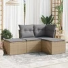 Lauko baldų komplektas Sofos komplektas su pagalvėlėmis, 4 dalių, smėlio, poliratanas