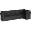 Lauko baldų komplektas Sofos komplektas su pagalvėlėmis, 6 dalių, juodas, poliratanas