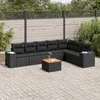 Sofa Sofos komplektas su pagalvėlėmis, 8 dalių, juodas, poliratanas