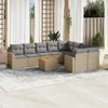 Sofa Sofos komplektas su pagalvėlėmis, 10 dalių, smėlio, poliratanas