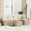 Sofa Sofos komplektas su pagalvėlėmis, 6 dalių, smėlio, poliratanas