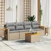 Sofa Sofos komplektas su pagalvėlėmis, 5 dalių, smėlio, poliratanas