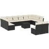 Lauko baldų komplektas Sofos komplektas su pagalvėlėmis, 13 dalių, juodas, poliratanas