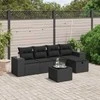 Sofa Sofos komplektas su pagalvėlėmis, 6 dalių, juodas, poliratanas